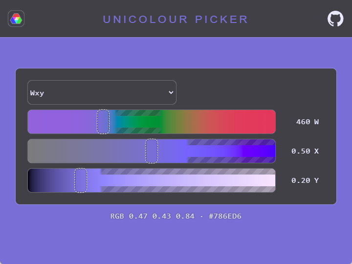 Unicolour picker with a WXY value of 460, 0.5, 0.2